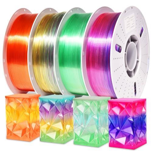 Image of PINBALL Rainbow PETG 3D Printer Filament 1.75mm, Multicolor Translucent PETG Filament Bundle, Accuracy + /- 0.02 mm, 4kg in Total