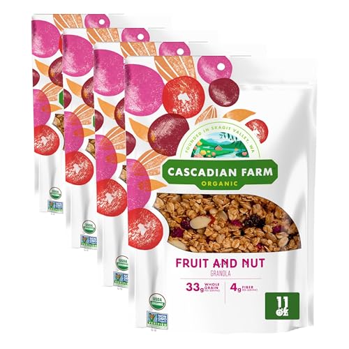 Image of Cascadian Farm Organic Granola,Fruit and Nut Cereal,Resealable Pouch,11 oz,(Pack of 4)