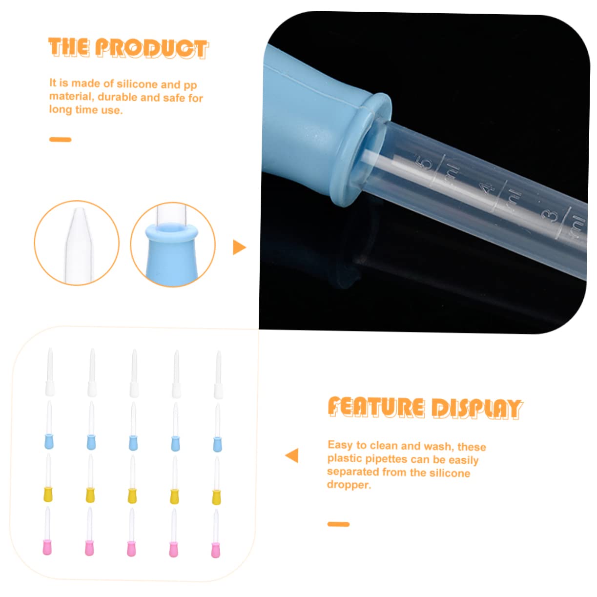 HAKIDZEL 20pcs Silicone Droppers Pipettes 5ml Medicine Dropper Set Eye for Baby and Medicine Random