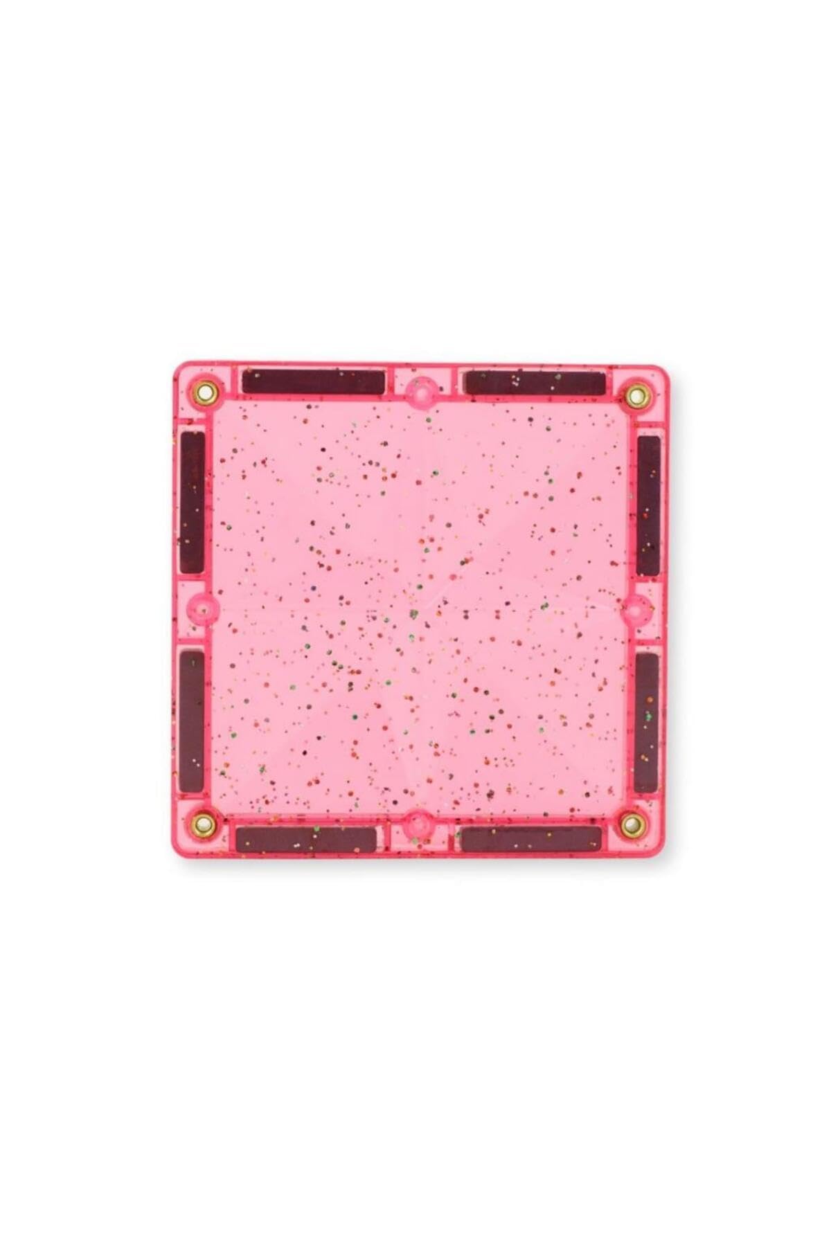 Glitter Tiles Pack przezroczyste różowe, 16 elementów, magnetyczne błyszczące klocki, zabawka edukacyjna bez substancji szkodliwych, trwała zabawka magnetyczna, zestaw z możliwością