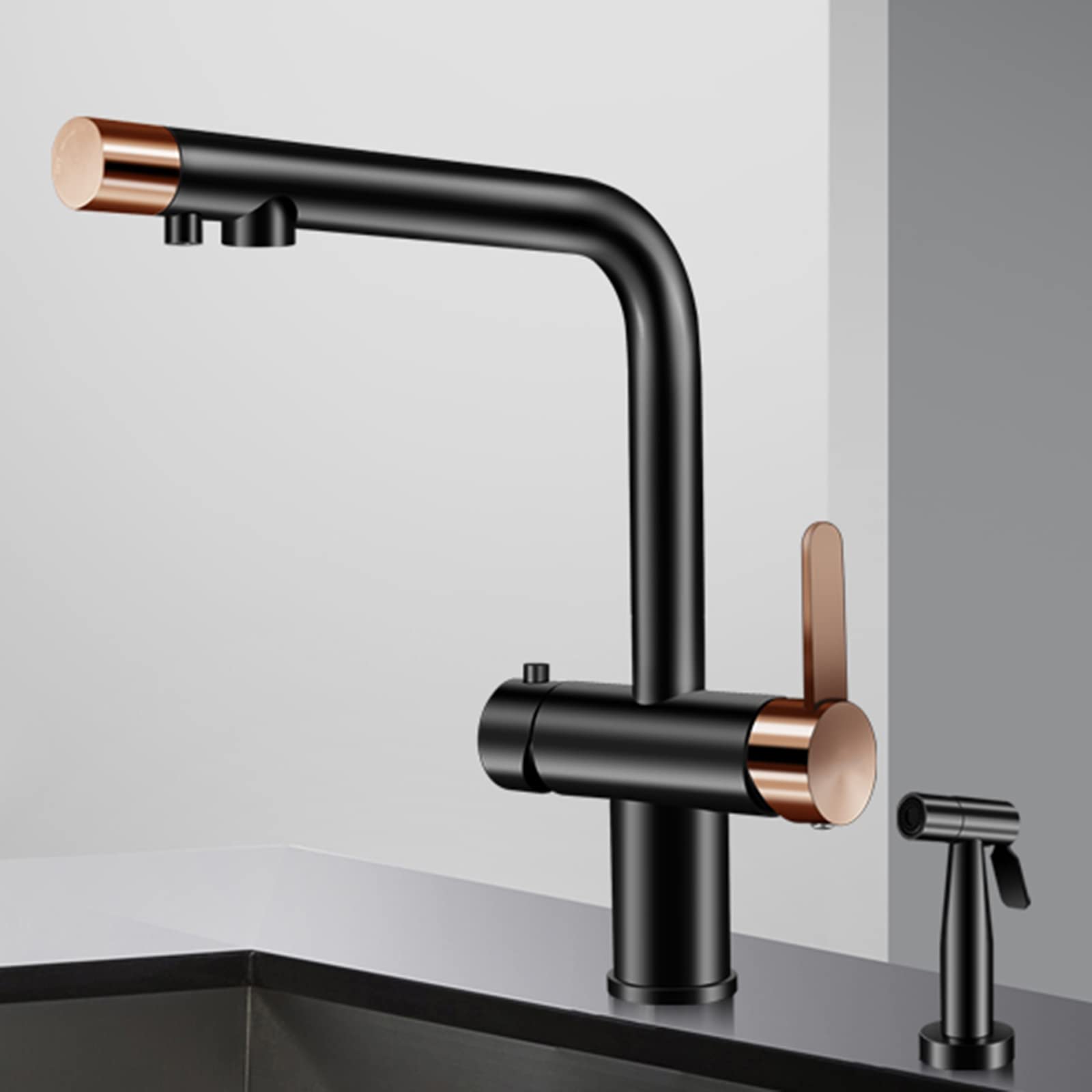 3 Way Kitchen Tap Brass Hot and Cold Water Multifunction Airbrush Sink