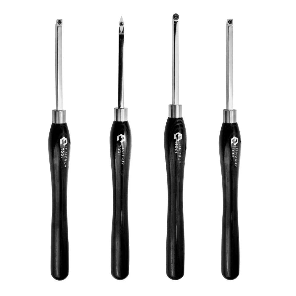 FindBuyTool Drechseleisen Set mit Hartmetall-Schneidplatten, 4 Stück Drechselmesser in Box, Drechselwerkzeug-Satz für Holz für Woodworking DIY Enthusiasts (Mid Size)
