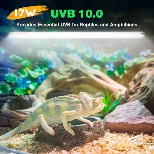 Image of 2-Pack UVB Reptile Light 10.0 Bulb 17W T8 Fluorescent Desert Lamp UVA for Bearded Dragon Tortoise Reptile & Amphibian