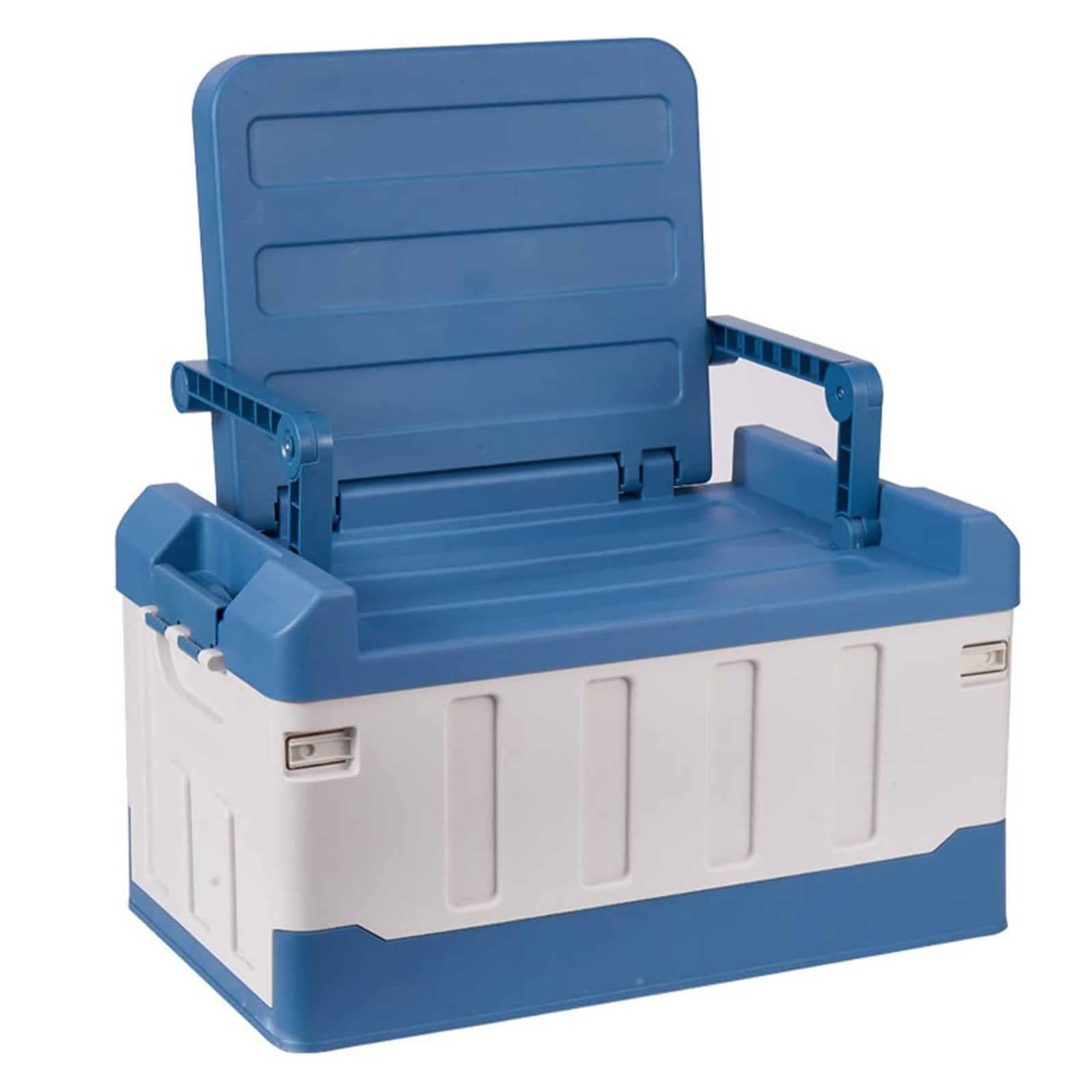 Caja de aparejos de pesca con asiento, contenedor de almacenamiento plegable versátil para camping, senderismo, viajes, organizador apilable para aventuras al aire libre