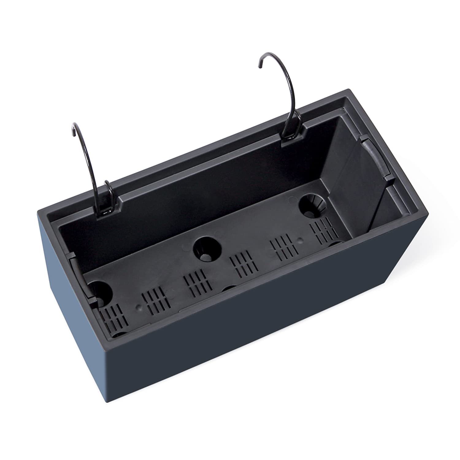 IMJ-Global Urbi - Juego de 3 macetas rectangulares para flores, plantas, de plástico, 39,5 x 18,5 x 19,5 cm, para interior y exterior, color negro, volumen 12 litros, diseño moderno
