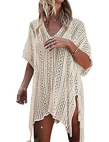 Blooming Jelly Women's Bathing Suit Cover Up for Beach Pool Swimwear Crochet Dress White