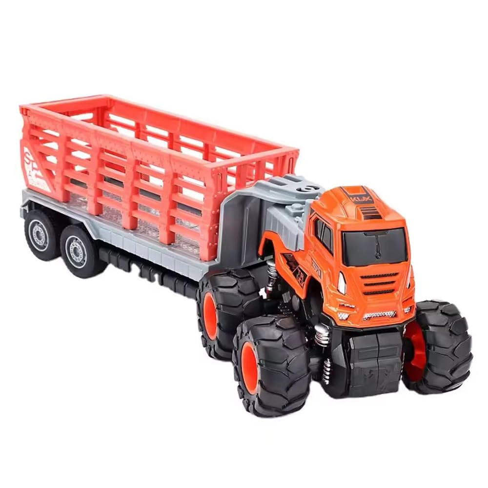 DEUSON ECOM Animal Transport Truck Toys Diecast Alloy Big Truck Toy with Friction Powered Miniature Toy for Kids