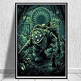 Leinwanddrucke,Wandbilder,Poster und Drucke Bioshock Rapture Videospiel Retro Kinder Poster Wandkunst Bild Leinwand Malerei für Raum Home Decor,50X70Cm Ohne Rahmen Bild,PH-655