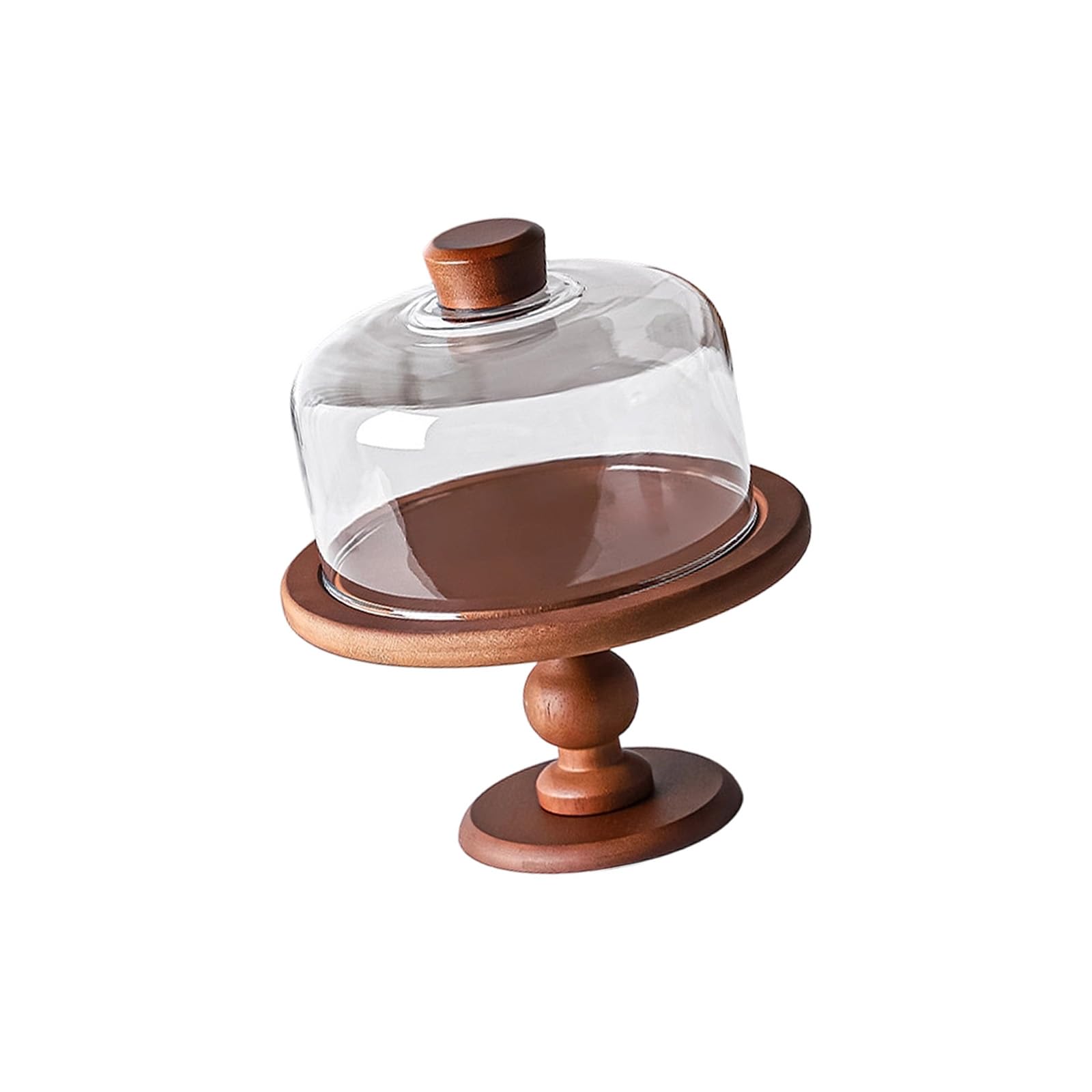 Dessert Display Stand with Glass Dome, Wood Pedestal Cake Stand for Pastries, Fruit, Cheese Boards, and Home Hosting Glass Cake Dome Dessert Display Wood Pedestal Serving Tray Covered Pastry Fruit