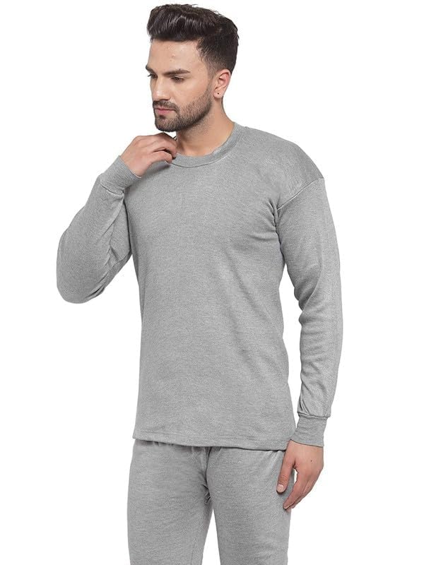 Men’s Thermal Set || Warm Winter Innerwear with Full Sleeves & Bottoms || Soft Cotton Blend Base Layer for Cold Weather Size–XL_Grey-image-1