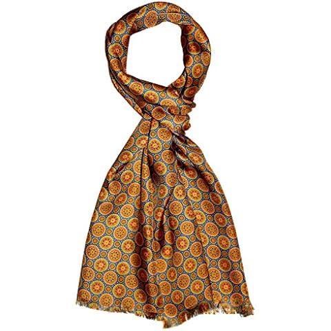 Lorenzo Cana Eleganter Herren Schal 100% Seide in harmonischen Farben bedruckt doppellagig Seidenschal Seidentuch Tuch Trend Style 30 cm x 160 cm Cover