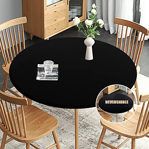 Obstal Fitted Round Table Cloth, Reversible Waterproof Stain Resistant Elastic Stretch Tablecloth, Wipe Clean Table Cover for Outdoor/Indoor Use, Fits Round Tables up to 40 Obstal Fitted Round Table Cloth, Reversible Waterproof Stain Resistant Elastic Stretch Tablecloth, Wipe Clean Table Cover for Outdoor/Indoor Use, Fits Round Tables up to 40