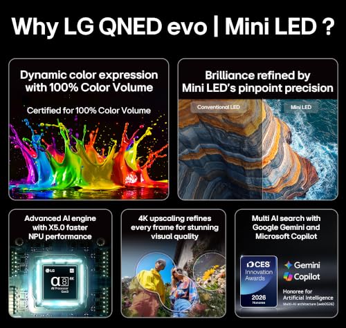 Image of LG 139 cms (55 inches) Mini LED 4K Ultra HD (3840 x 2160) Smart webOS QNED evo Mini LED TV 55QNED82BLA 2026