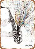 EICOCO Music The Jazz Saxophone Plaque Poster Metal Tin Sign 8' x 12' Vintage Retro Wall Decor