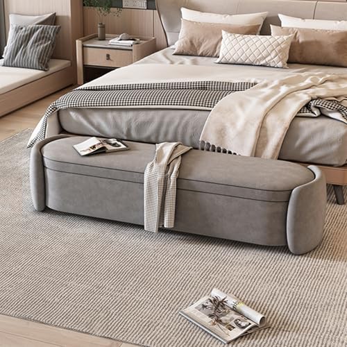 Banco de almacenamiento con borde redondeado para entrada, extremo de cama, baúl de juguetes/mantas, otomana grande con almacenamiento para sala de estar, cambiador de zapatos