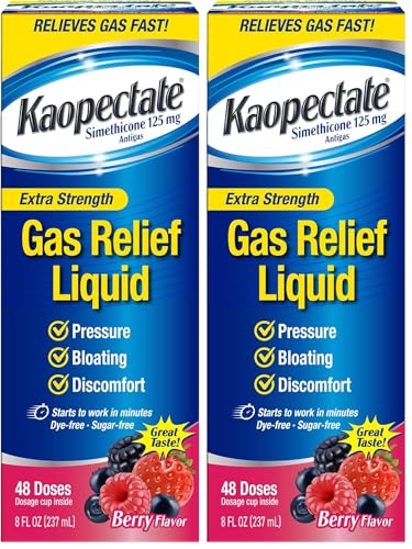 Image of Kaopectate Extra Strength Gas Relief Liquid, Mixed Berry Flavor, Relieves Gas, Bloating and Pressure, Simethicone 125 mg, 8 oz (Pack of 2)