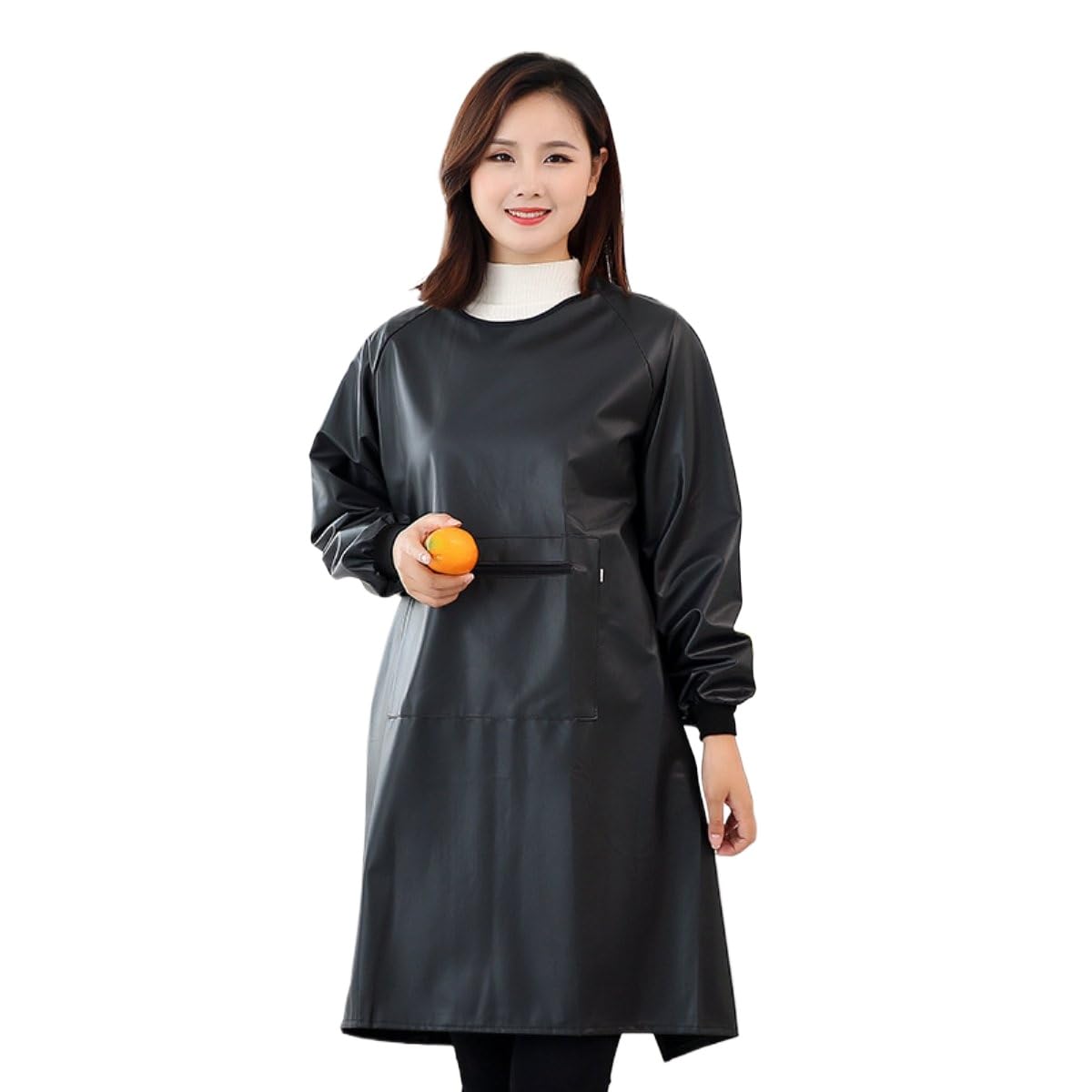 Tablier Imperméable Femme à Manches Longues avec Poches, Blouse Utilitaire Polyvalente pour Cuisine, Vaisselle, Jardinage et Travail, Idéal pour Activités Domestiques