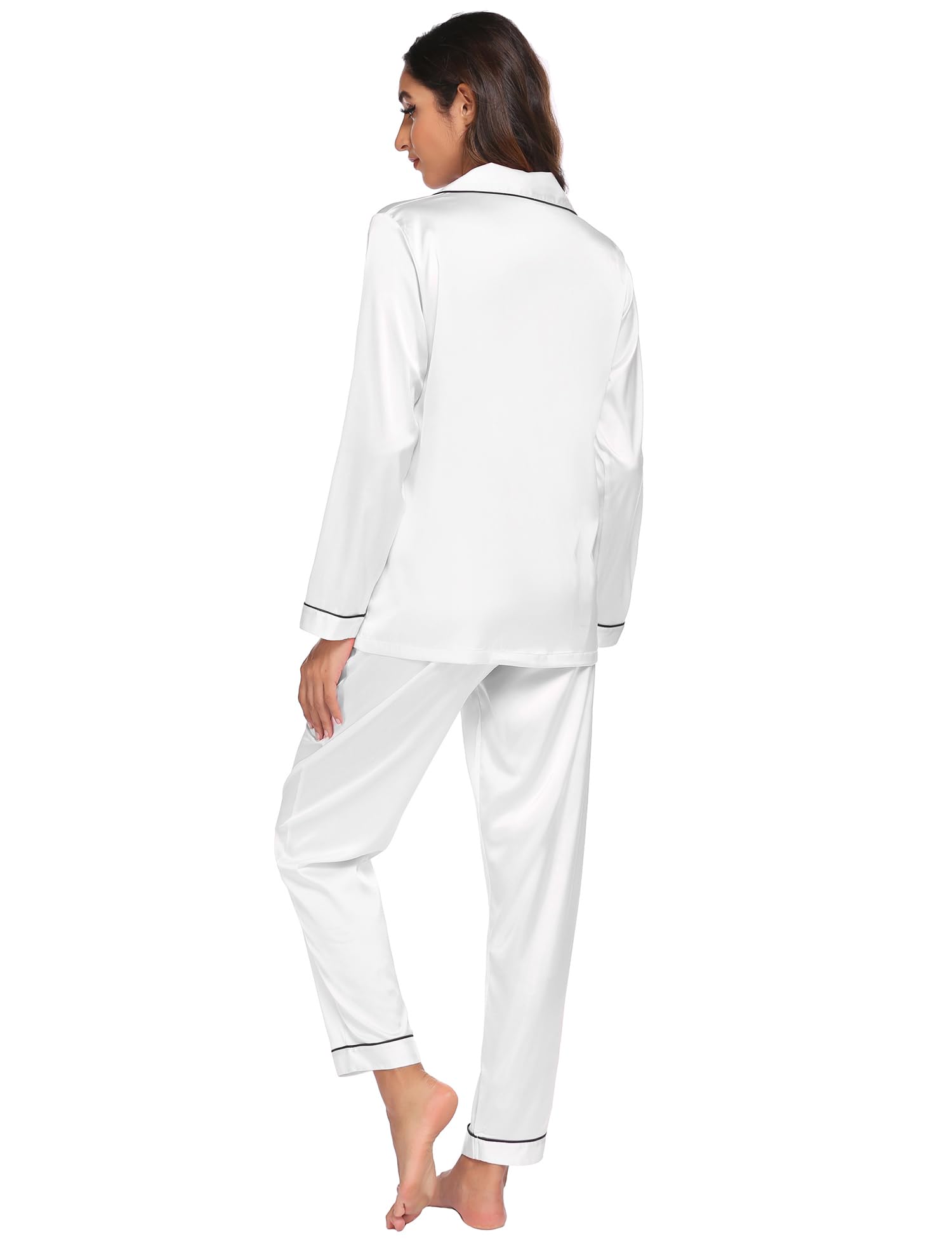 Ekouaer Pigiama da Donna in Raso Indumenti da Notte in Due Pezzi Pigiama a Maniche Lunghe Set Completo per Il Tempo Libero Pigiama Morbido Indumenti da Notte Comodi