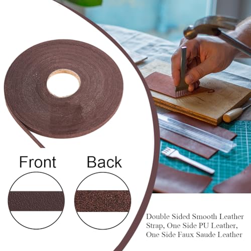 GORGECRAFT 10M Soft Leather Strap 8mm Wide Lychee Grained Imitation Leather Trimming Tape PU Strips Flat Cord String for DIY Crafts Belt Bracelet Jewelry Making Clothing - Image 4