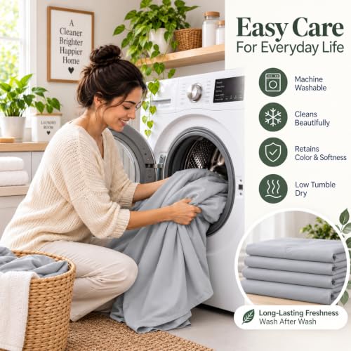 Image of 1800 Brushed Microfiber Bedsheet | Bedsheets | Bed Sheet | chadar - Soft and Breathable - Flat Sheet with 2 Pillow Cover - Double Size Light Grey Solid