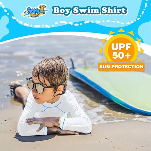 Image of Boys' Rash Guard Long Sleeve UPF 50 Sun Shirts for Toddler Kids Youth Water Swimming Rashguard