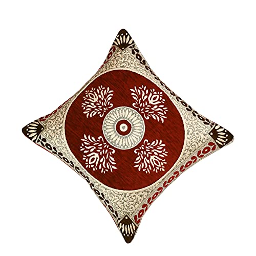 Image of Chenille Cushion Cover for Sofa & Living Room | Soft Decorative Throw Pillow Cover | 40x40 cm Pillow Case for Home, Bedroom & Office Decor (Coffee-Maroon-1)
