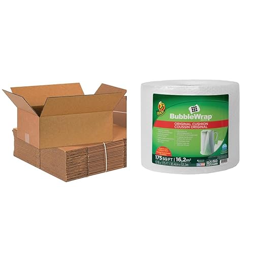 BOX USA Box USA - Cajas de envío medianas de 16 pulgadas de largo x 10 pulgadas de ancho x 6 pulgadas de alto, paquete de 25 unidades y rollo de