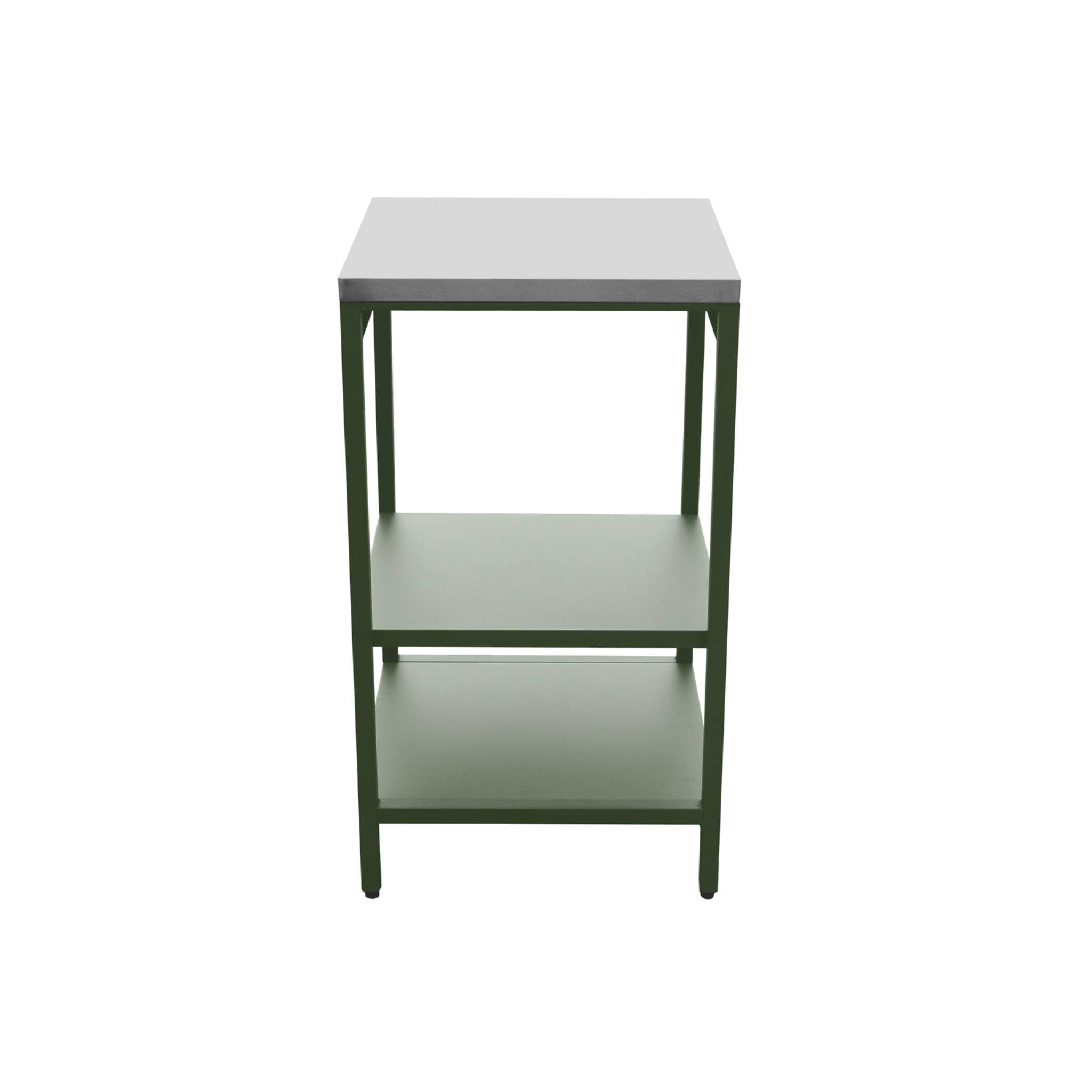 sweeek - Cuisine d'extérieure en acier vert avec 2 étagères L49cm