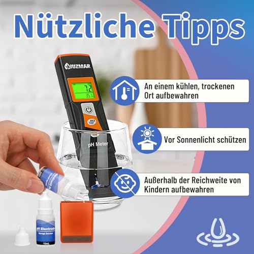 pH Kalibrierlösung Set 7.00/4.00/10.01, je 50 ml, mit Aufbewahrungslösung pH Elektrode 2 Flaschen mit je 10 ml, pH Kalibrierung Spufferlösung und pH Elektrolyt Lösung für pH Messgerät