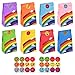 Feeona 20 Pezzi Sacchetti Regalo di Carta,Confetti Borse Arcobaleno Paper Bags,Con 24 adesivi cuori e faccine, in Feste per Bambini Feste di Compleanno,Matrimoni Feste,Natale (8 colori）