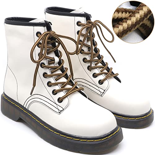 Delele 2 Pair Round Boot Laces Outdoor Hiking Walking Shoelaces Rope Light Brown Coffee Striped Shoe Lace Work Shoe Strings 31 Inches #TOP2