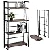 Estantería Librería Organizador Plegable de Metal Efecto Madera Diseño Industrial para Almacenamiento (125cm x 60cm x 30 cm)