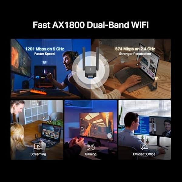 Mercusys MA72XH Wi-Fi карта памяти для ПК, Wi-Fi 6 AX1800, двухдиапазонная карта Wi-Fi, 2 х высокоэффективные антенны, USB 3.0, WPA3, MU-MIMO, совместима только с Windows 11/10