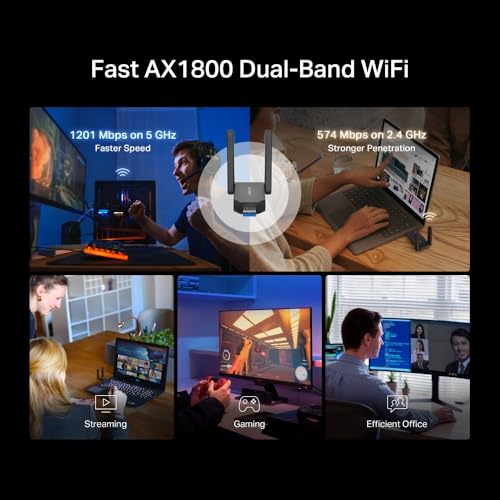 New Mercusys MA72XH Ax1800Mbps Wifi Dongle For Pc, Dual-Band Usb Adapter With 2 High-Gain Antennas, Plug And Play, Usb 3.0 Superior Transfer Speeds, MU-MIMO, WPA3 Security, Supports Windows 10/11 - 3
