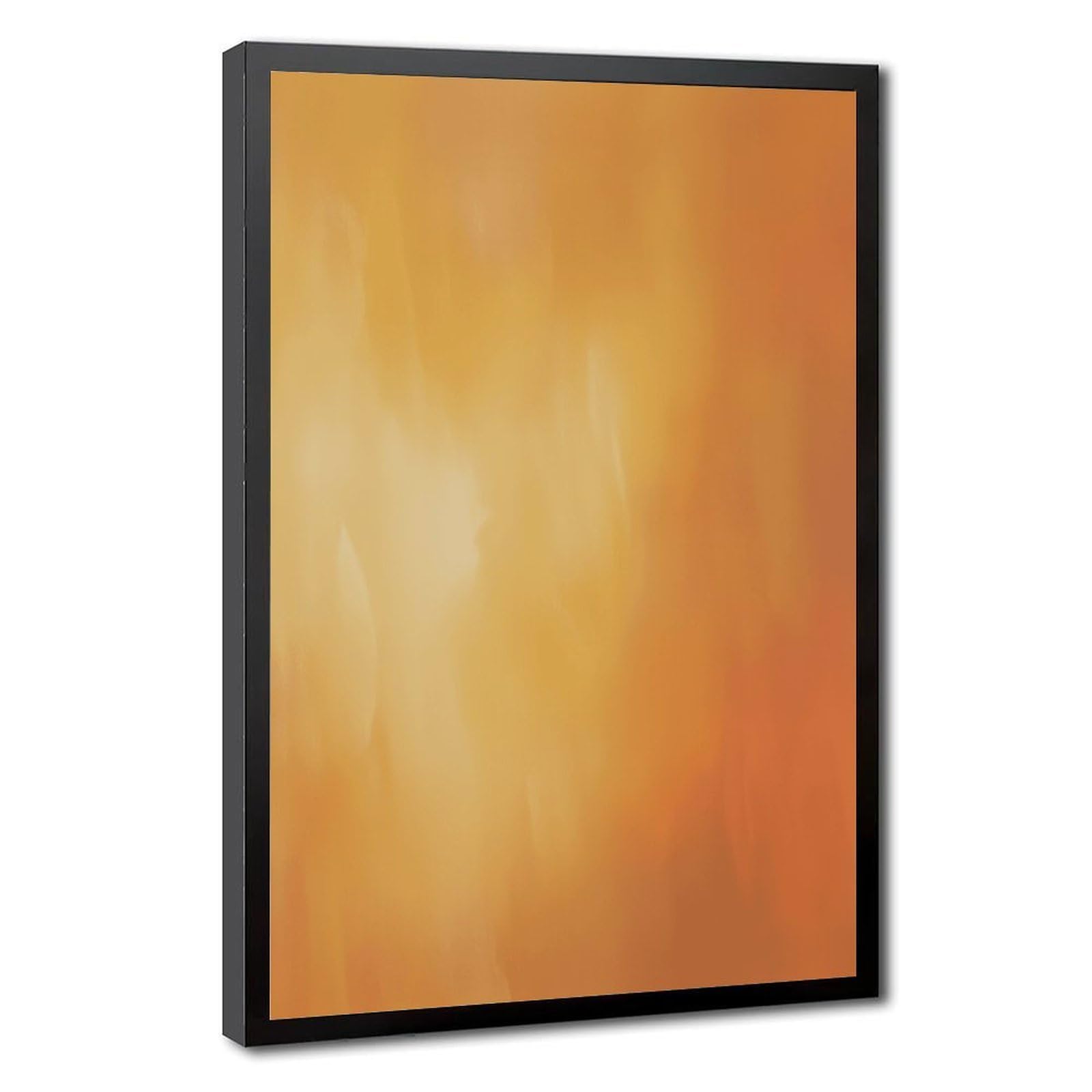 Zguols Warm Orange Abstract And Minimalist Poster Canvas Poster Bedroom Decor Sports Landscape Office Room Decor Gift Black Frame 16" L X 24" W
