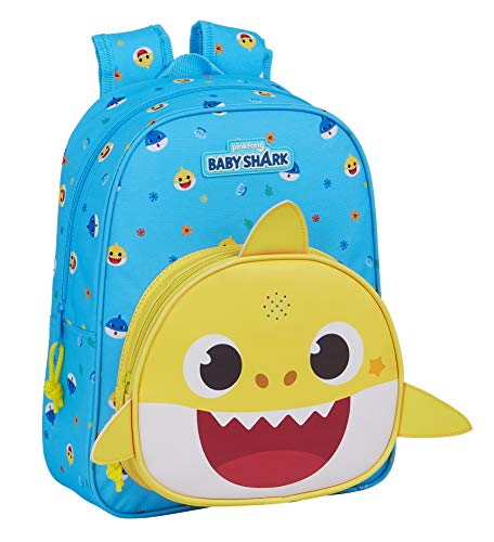 Safta Mochila Infantil con Música Baby Shark  270x100x330mm  Azul Claro