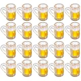 20Pcs Mini Beer Mug Shot Glasses Mini Resin Beer Cups Tiny Shot Mug Decoration for Dollhouse