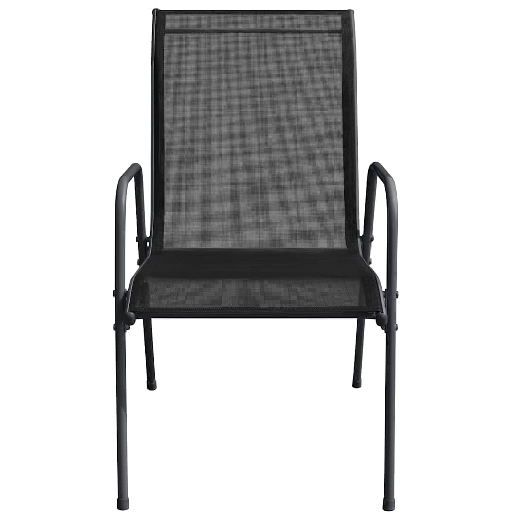 Gartenstühle 2 STK Stahl und Textilene Schwarz, stapelbar klappbar mit Armlehne, wetterfest und leicht, ideal als Balkonstuhl, Terrassenstuhl und Campingstuhl für entspannte Stunden