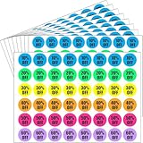 Percent Off Sticker 10 to 60 Sale Sticker for Retail Store 0.87 Inch(7/8 Inch) Circle Price Marker Tag Adhesive Labels Sale 6 Colored - 1240 PCS