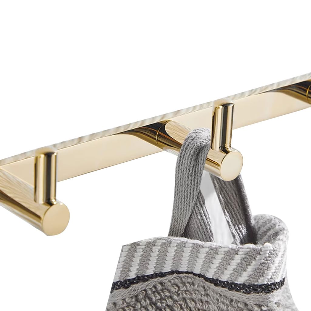 Zhouxiao Gold Brass Coat Rack Wall Mounted With Hooks, Modern Heavy Duty Coat Hook Rail, Robe And Towel Hooks Rack For Bathroom, Entryway, Mudroom, Hats 5Hook