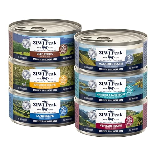 ZIWI Peak Wet Cat Food Variety Pack - Beef, Chicken, Lamb, Mackerel & Lamb, Mackerel, Venison, 6 Pack (3oz Each)