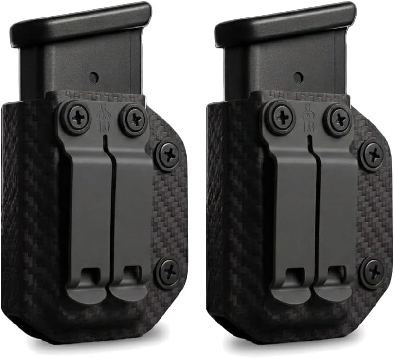 Magazine Holster 2 Pack IWB/OWB Carbon Fiber - Ideal for Glock 19, 27, 43x, 45 & Other Models - Concealment Mag Carrier - Magazine Pouch for Men & Women