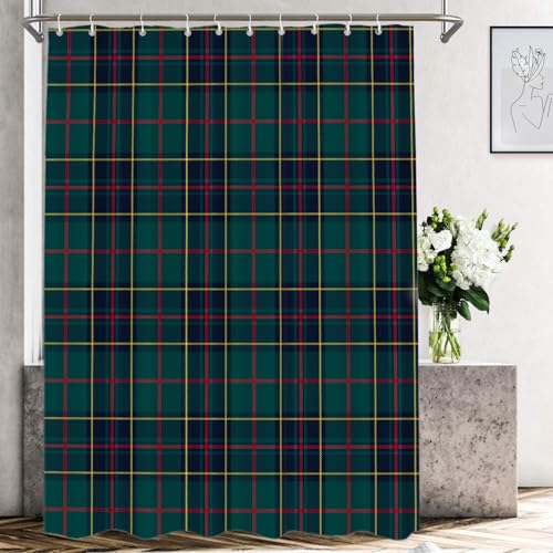 Shrahala Tartan Plaid Decorative Shower Curtain, Green...