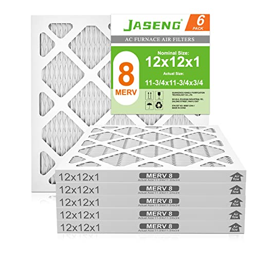 Image of 12x12x1 MERV 8 Air Filter, 6-Pack for Furnace HVAC | MPR 600 FPR 5 Pleated HVAC filter, Exact Size: 11.81 inchx11.81 inchx0.79 inch, Filters Dust, Pollen & Pet Dander, 3-Month Lifespan