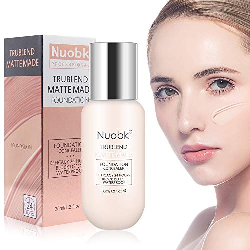 Bases de Maquillaje,Nuobk 35ml Base Líquida,24H de Larga Duración Base de maquillaje para Rostro Liquid Cover Concealer (Blanco)