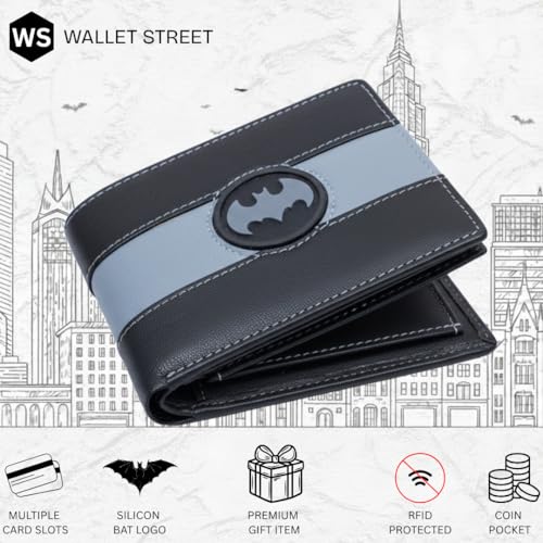 Image of Vintage Black Genuine Leather Bat Wallet | Slim Bi-Fold | 10 Card Slots | Stylish Gift Box | RFID Blocking