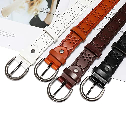 XZQTIVE Women Plus Size Leather Belt for Jeans Dresses Pants Hollow Flower Waist Belts with Solid Pin Buckle4