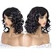 2 Style Short Curly Wigs For Black Women, Upgrade Of Womens Black Wigs With Bangs (Black)