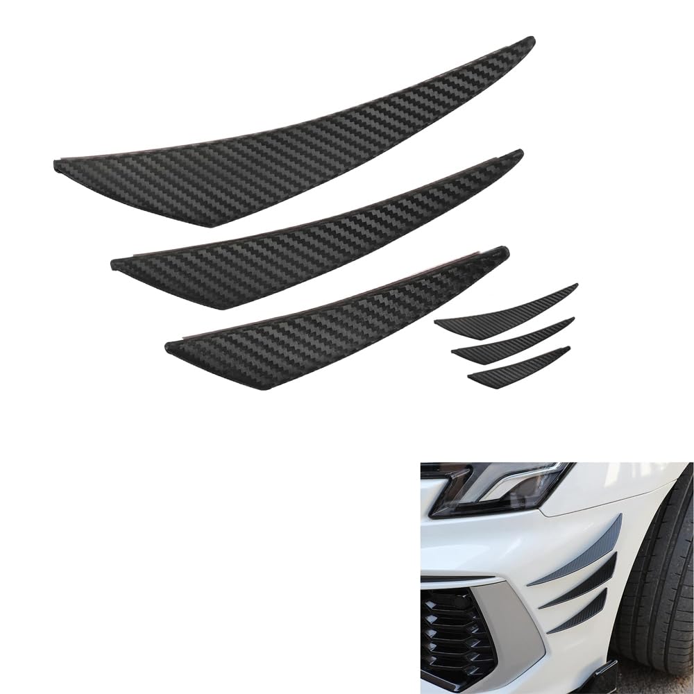 WeFoonLo Universal Car Spoiler Canards Kit Front Bumper Lip Splitter, 6pcs Car Exterior Soft Fins Auto Body Anti Collision Strip Decal Sticker (Carbon Fiber)