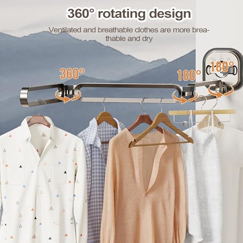 Tianeri Wall Mounted Clothes Drying Rack, 360-Degree Rotation Folding Laundry Rack, Retractable Drying Racks Wall Mounted Drying Rack For Wardrobes - Image 3